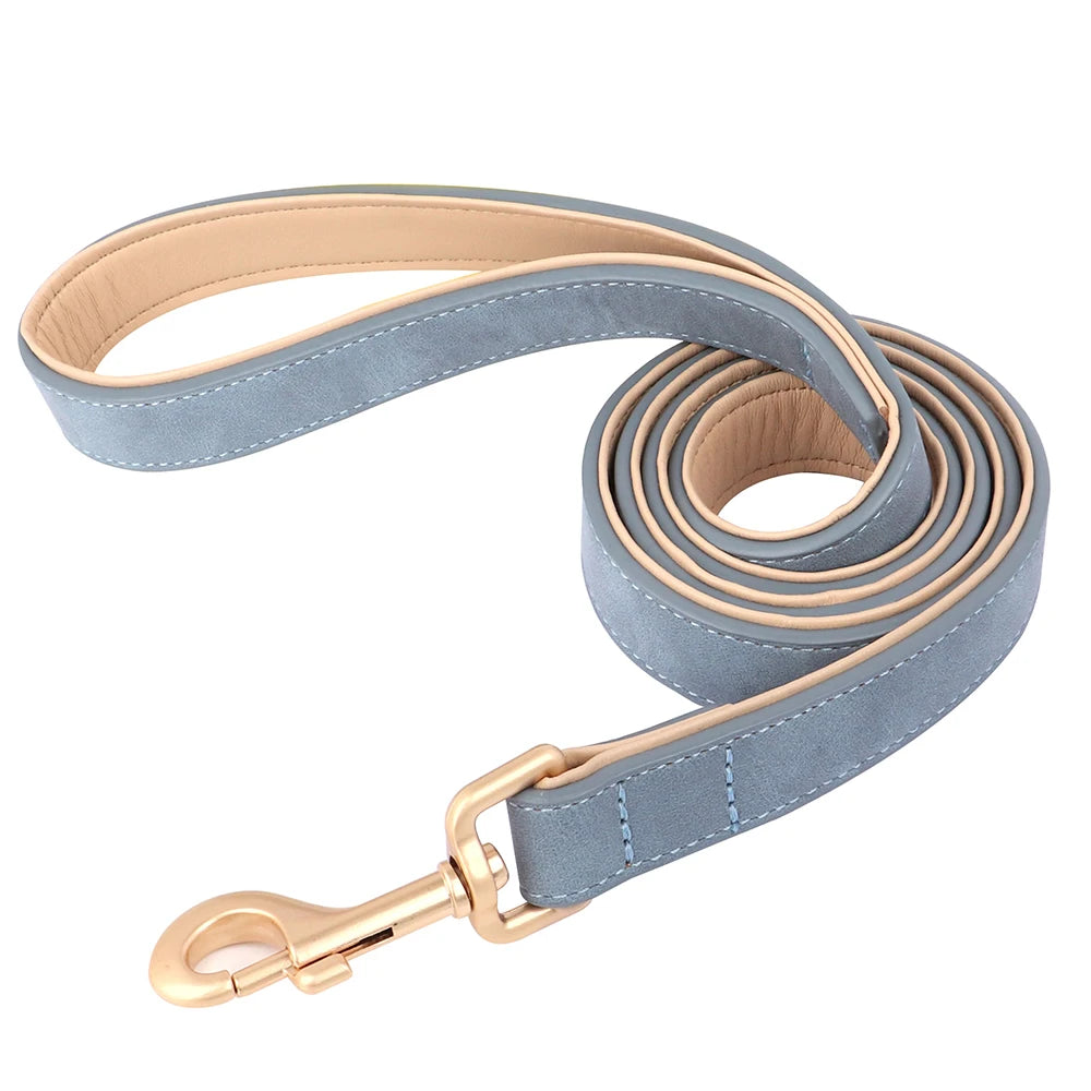 Hundehalsband mit Leine Set PU Leder verstellbar