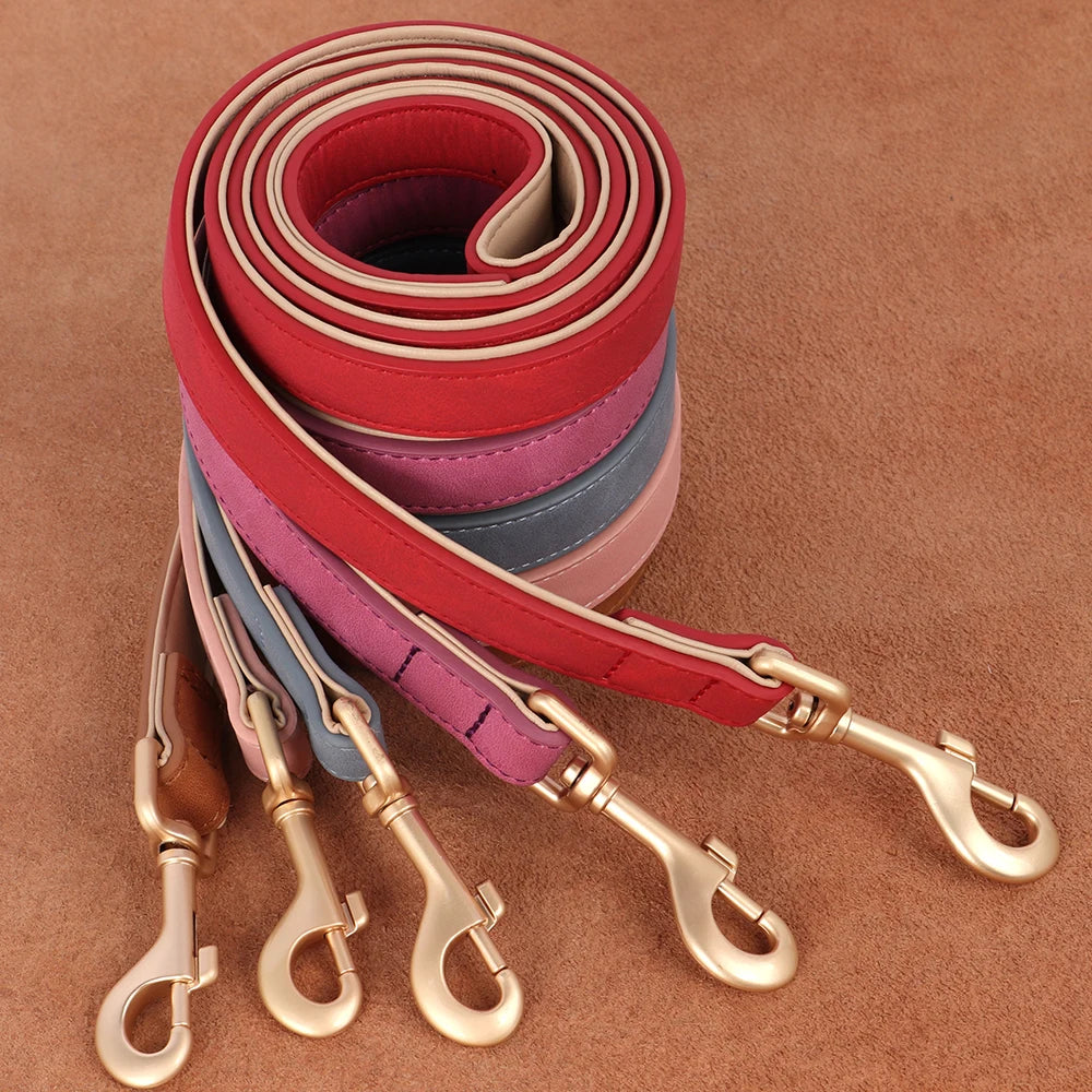 Hundehalsband mit Leine Set PU Leder verstellbar