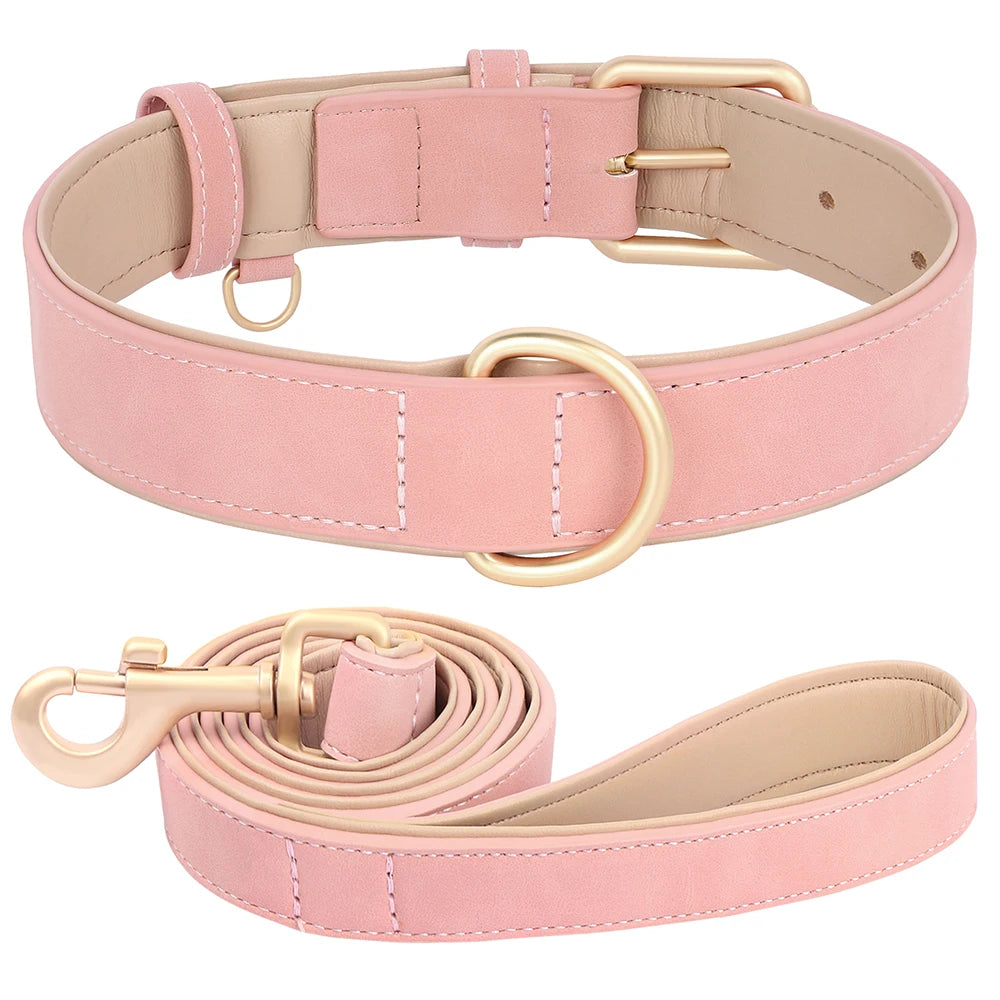 Hundehalsband mit Leine Set PU Leder verstellbar
