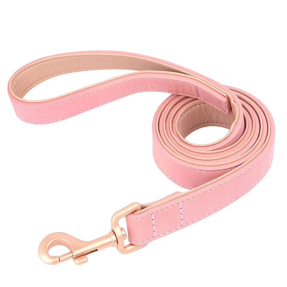 Hundehalsband mit Leine Set PU Leder verstellbar
