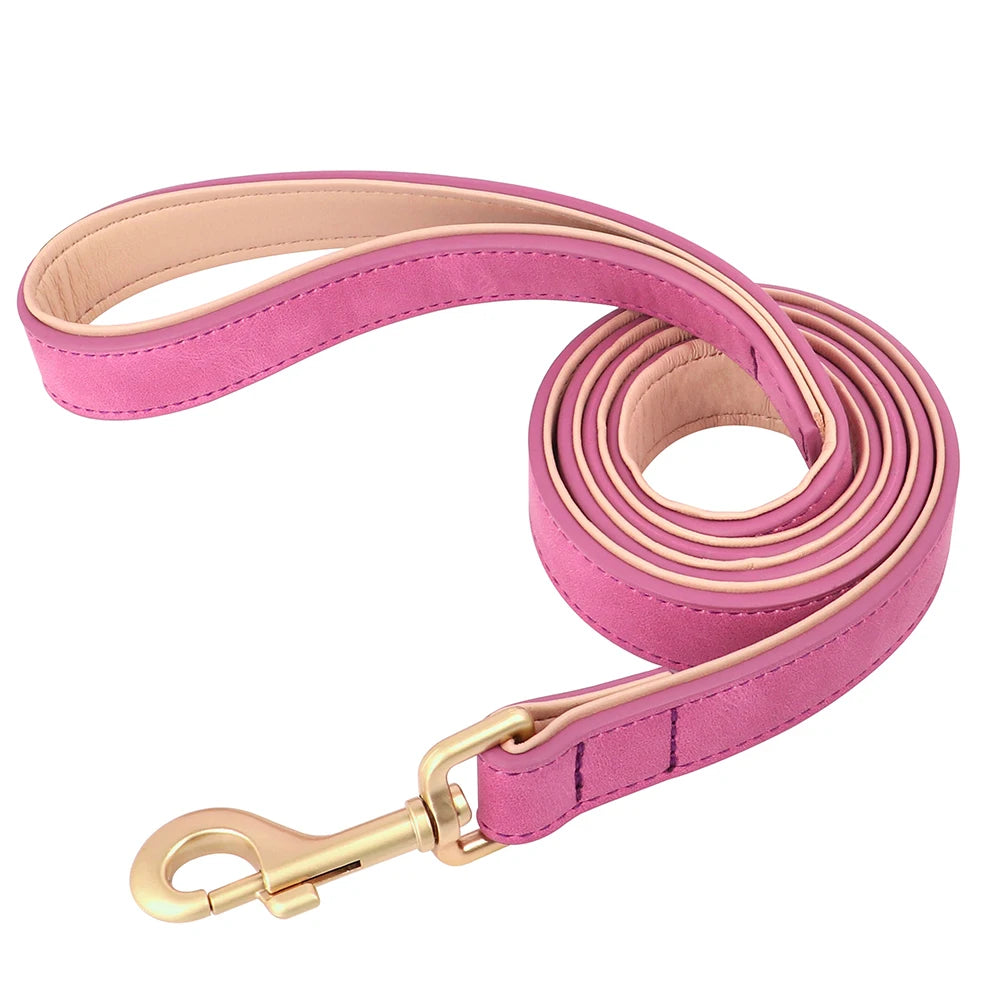 Hundehalsband mit Leine Set PU Leder verstellbar