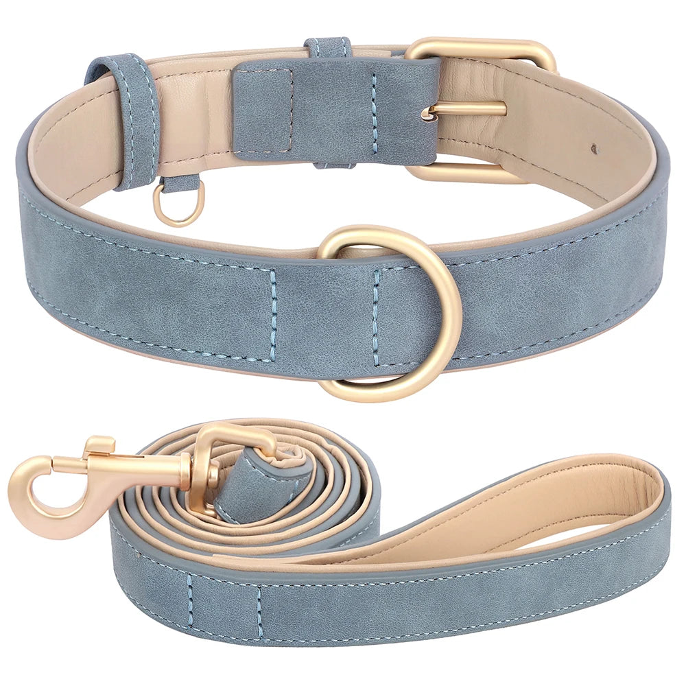 Hundehalsband mit Leine Set PU Leder verstellbar