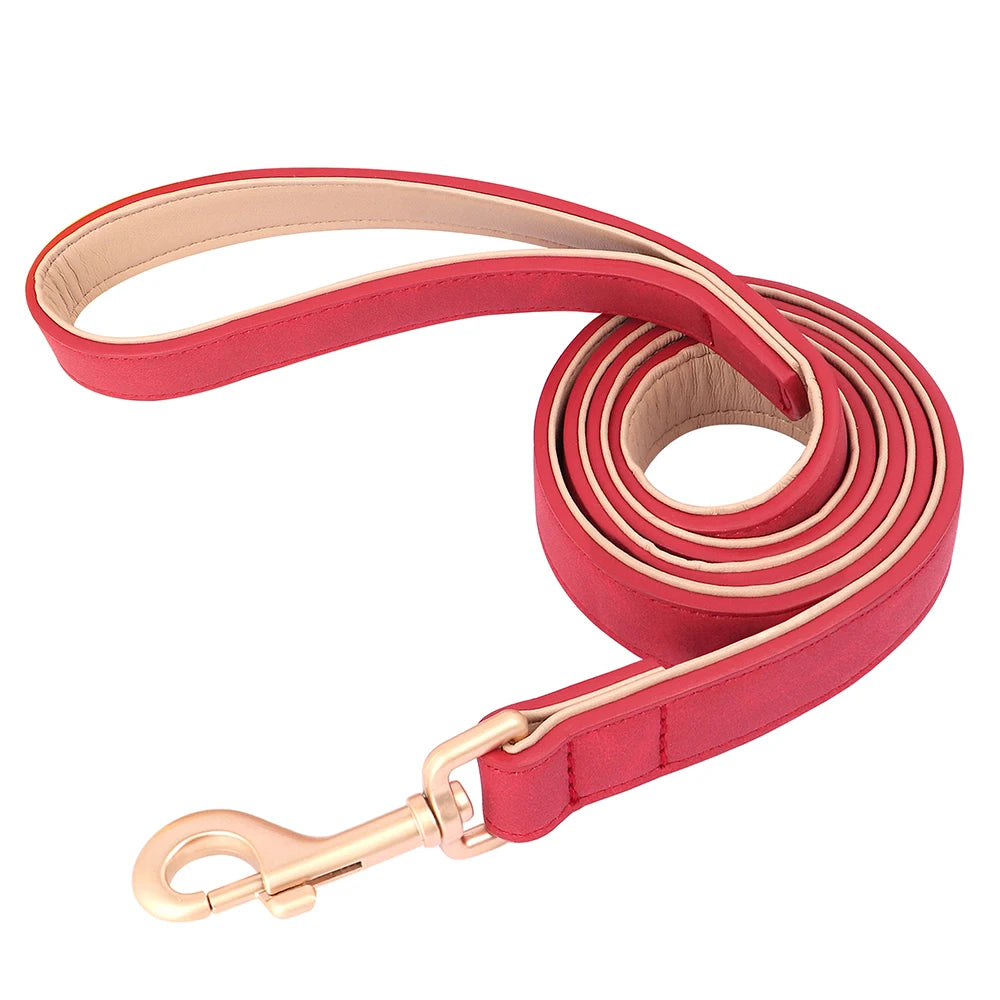 Hundehalsband mit Leine Set PU Leder verstellbar