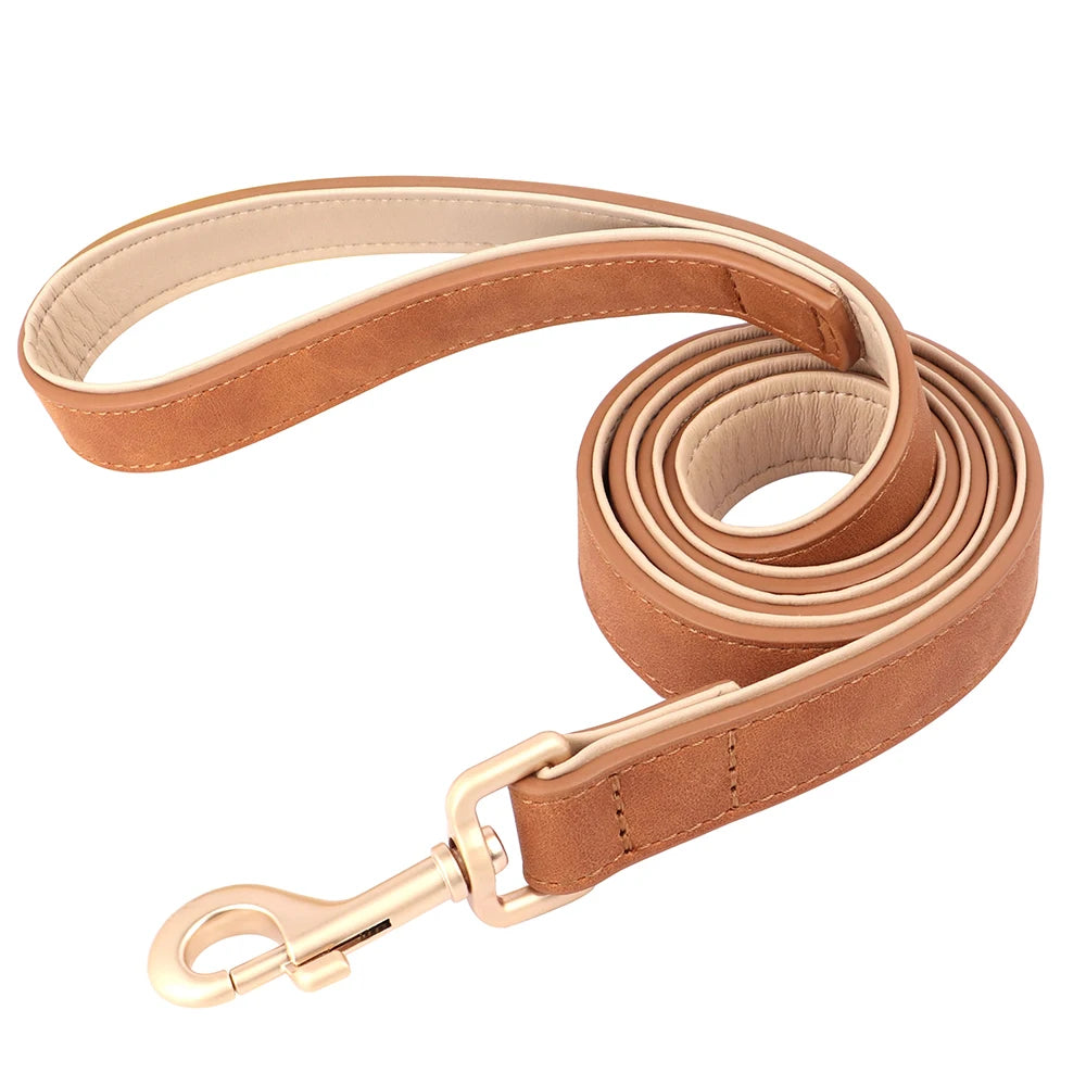 Hundehalsband mit Leine Set PU Leder verstellbar