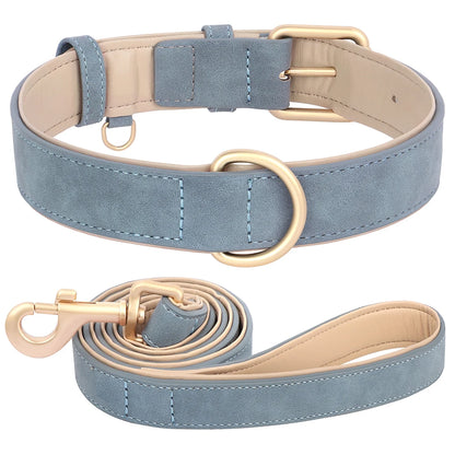 Hundehalsband mit Leine Set PU Leder verstellbar